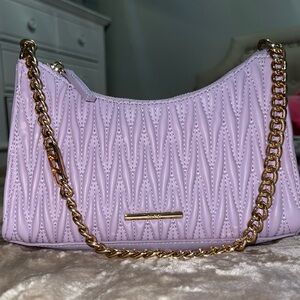 Aldo Lilac Quilted Shoulder Bag with Gold Chain NWOT